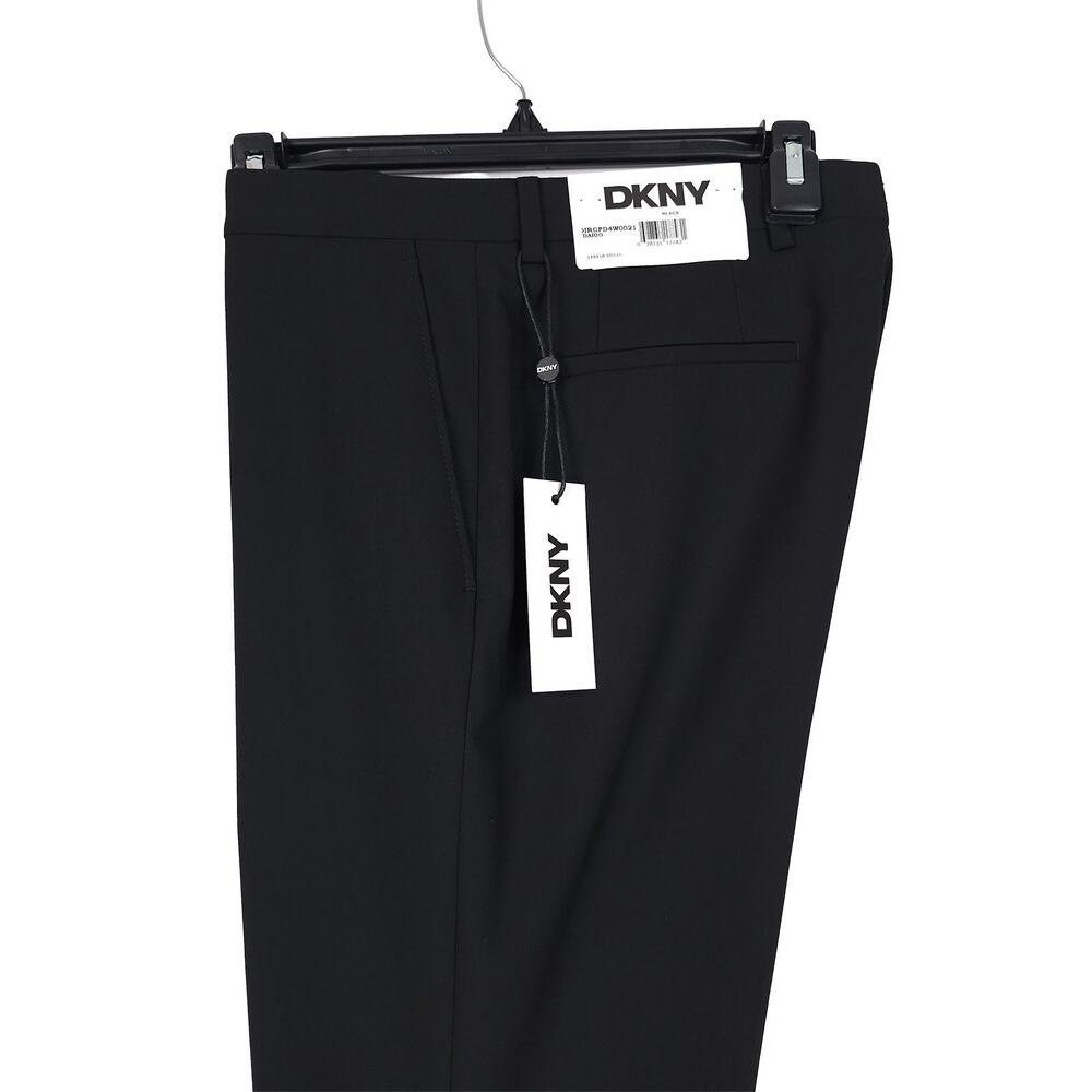 DKNY Mens Modern Fit Dress Pants 33x32 Black Solid Stretch NWT